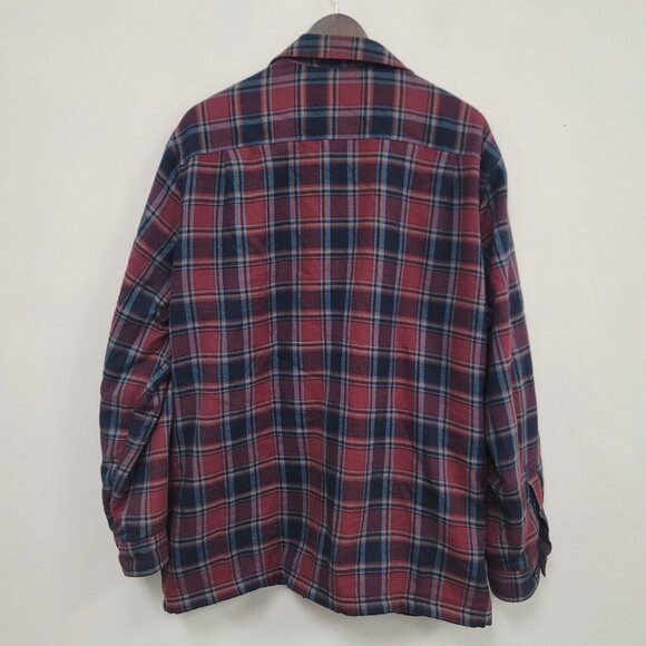 Vintage LL Bean Mens Fleece Lined Flannel Shacket Size L Button Lumberjack - Picture 2 of 11
